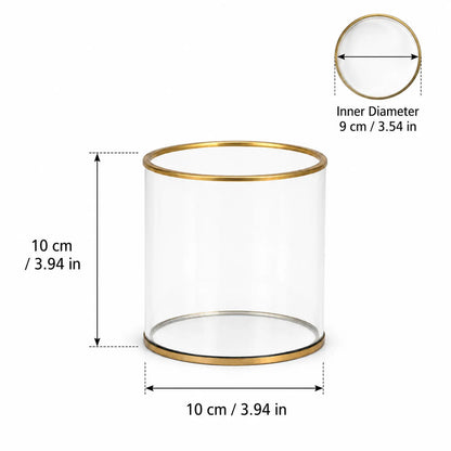 Feyarl Gold Glass Storage Container with 10 x 10 cm measurement details