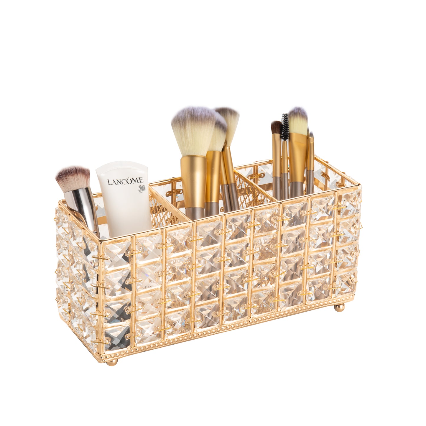 Feyarl Crystal Makeup Brush Holder featuring a sparkling crystal design for organized beauty and office essentials