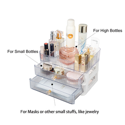 Makeup Organizer Featuring Labeled Compartments for Organizing Different Beauty Products and Daily Essentials