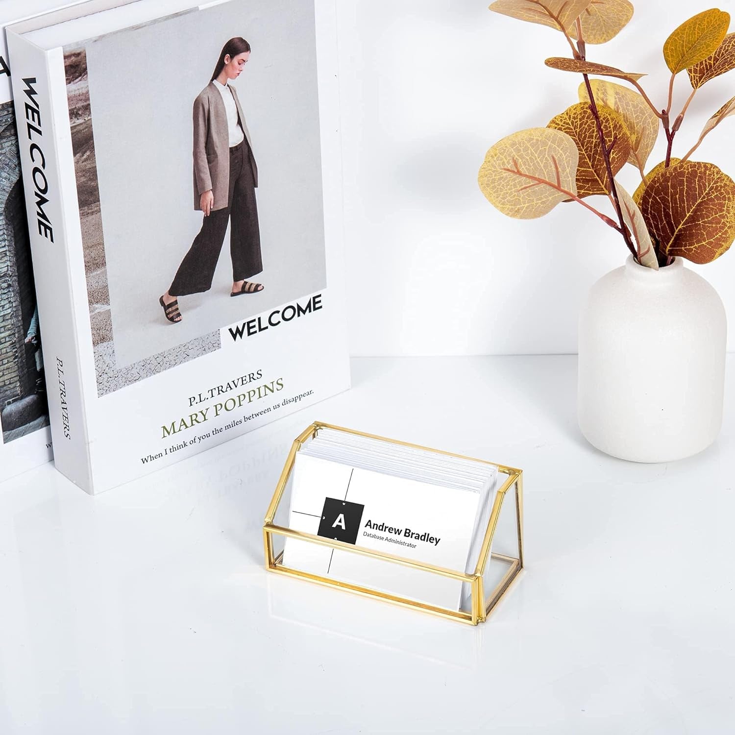 Business Card Holder displayed on a desk with a modern minimalist style for professional spaces