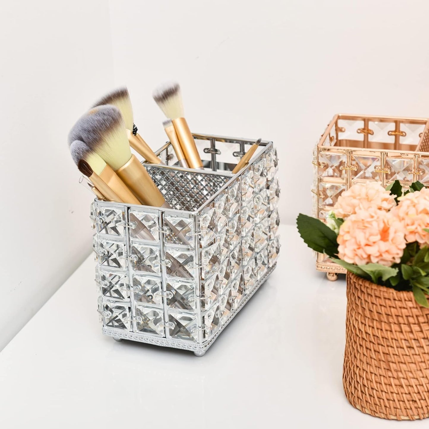 Organizer with a metal grid interior design showcasing durable construction and refined organization