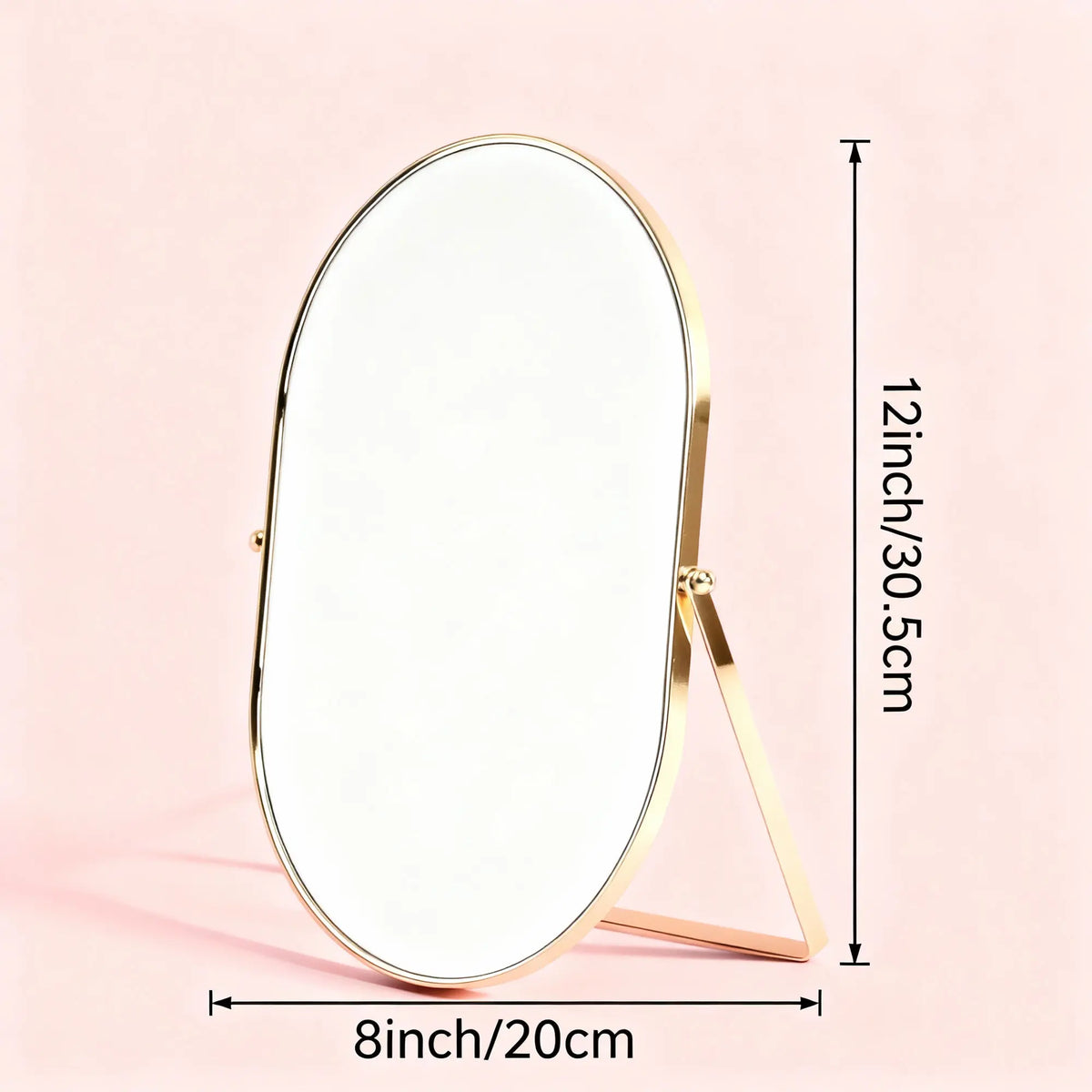 Feyarl Oval Vanity Mirror with 12 Inch Height and 8 Inch Width Measurement Details