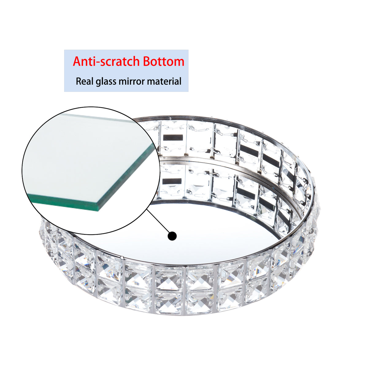 Durable Crystal Perfume Tray featuring an anti-scratch glass bottom for stable and long-lasting use