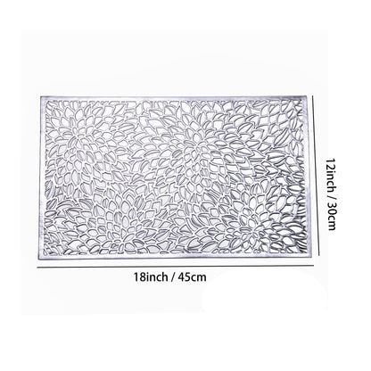 Feyarl Silver Reversible PVC Placemat with Detailed 18 x 12 Inch Size Measurements