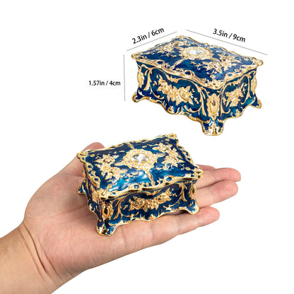 Feyarl Tiny Vintage Jewelry Box, 3,5x2,3x1,57 pouces Organisateur de bibelots pour boucles d'oreilles et bagues, cadeau souvenir pour Noël et la Saint-Valentin