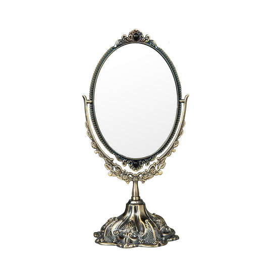 Feyarl Vintage Vanity Mirror with elegant floral edges and two-sided swivel design for a refined beauty space