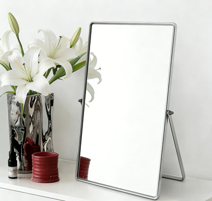 Sliver Tabletop Vanity Mirror Featuring a Spacious Clear Reflection Area for Makeup, Grooming, and Daily Beauty Use