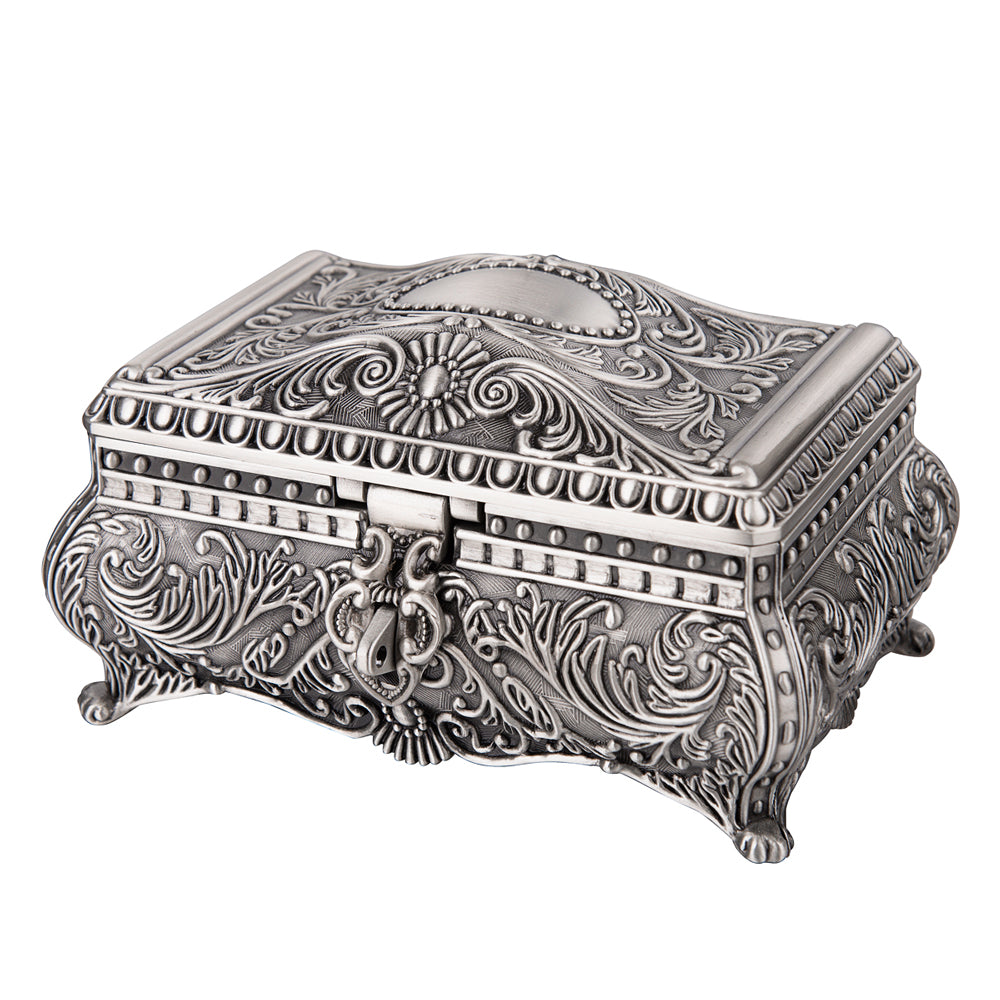 Feyarl Vintage Jewelry Box with Floral Details and Velvet Interior for Storing Rings, Earrings, and Small Keepsakes