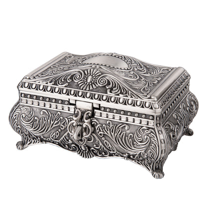 Feyarl Vintage Jewelry Box with Floral Details and Velvet Interior for Storing Rings, Earrings, and Small Keepsakes
