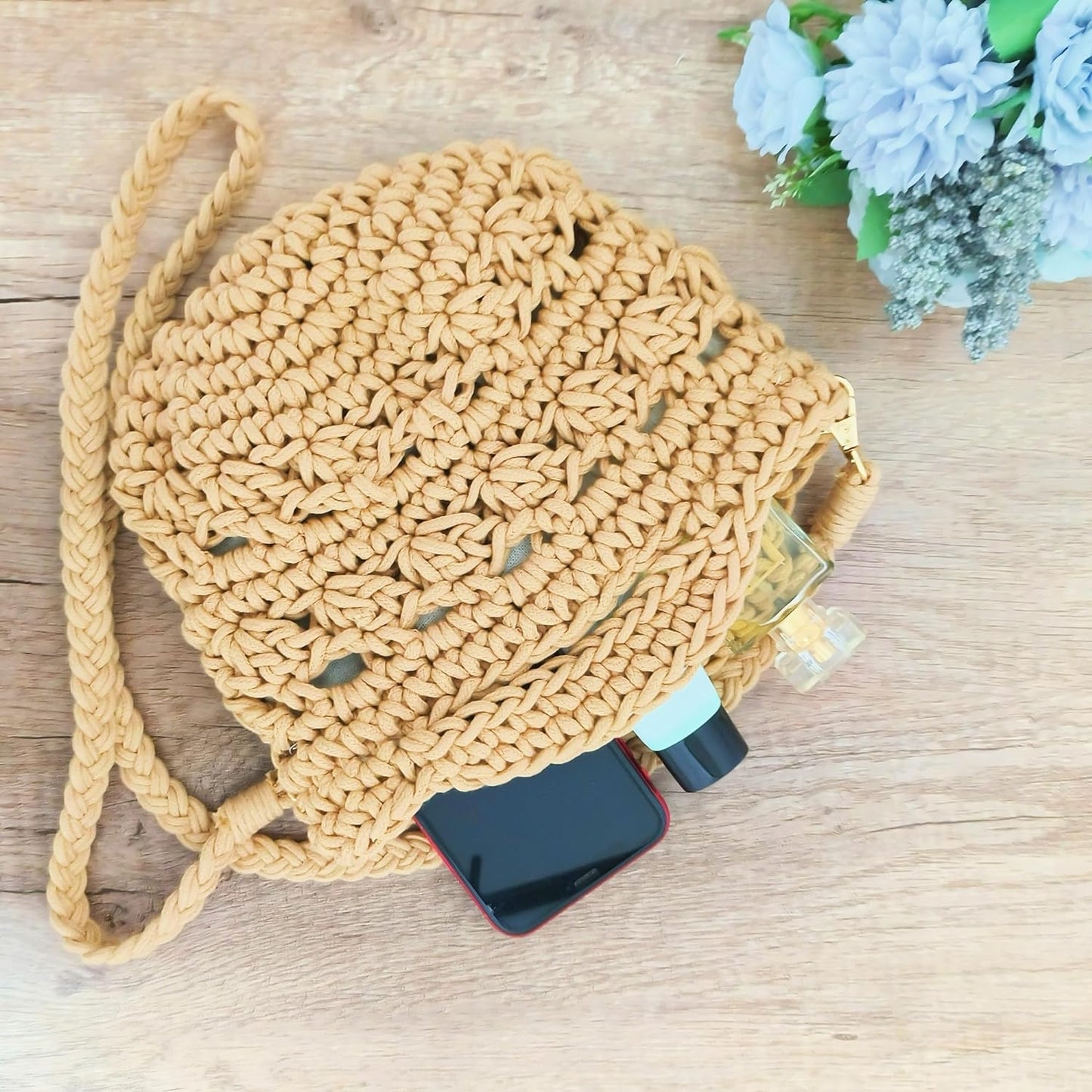 Summer Crossbody Bag Crochet Purse Women Handbag Beach Bag Knit Bag Shoulder Bag for Travel Vacation Khaki