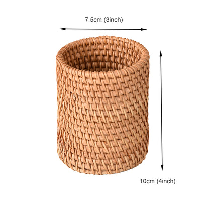 Eiyye Handmade Rattan Pencil Holder, Handmade Makeup Brush Holder, Wicker Pen Holder for Office&Home Desktop Organizer