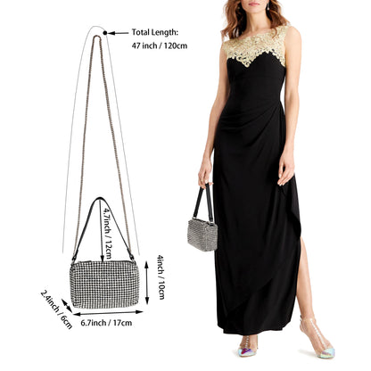 Eiyye Crystal Rhinestone Crossbody Bag Women'S Evening Bag Rhinestone Black Shoulder Bag for Party Wedding Handbags